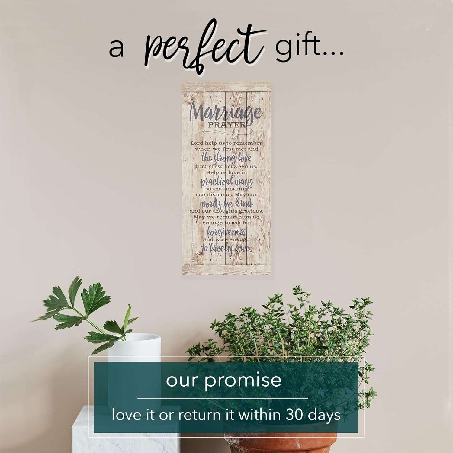DEXSA Marriage Prayer Wood Plaque - 5.5" x 12" - Original Verse - Wall Hanging Decoration - Made in USA - Christian Family Home Decor