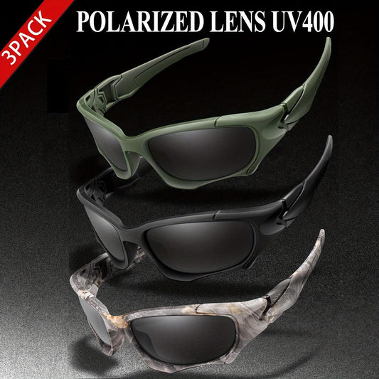 3pairs Premium Fantasy Cool Wrap Around Polarized Fashion Glasses Set, Camouflage Style, For Men Women Outdoor Sports Cycling Running Fishing Hiking Golf Supplies Photo Props - Inside The Bars