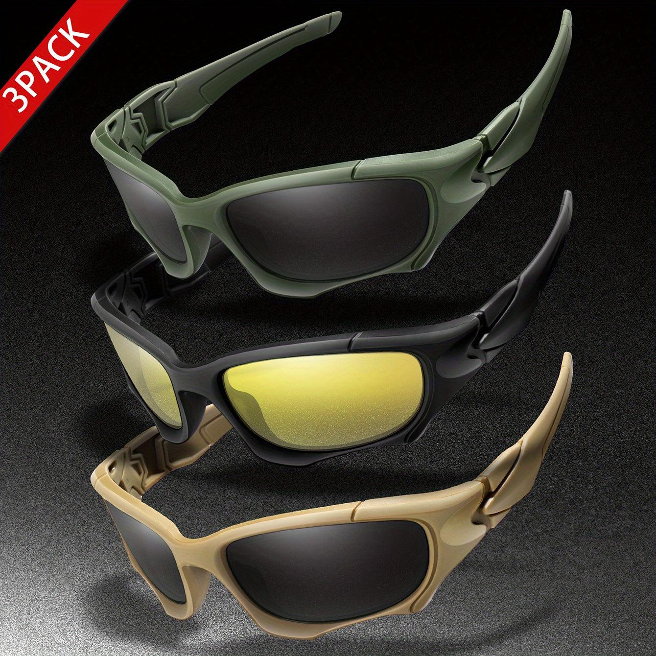 3pairs Premium Fantasy Cool Wrap Around Polarized Fashion Glasses Set, Camouflage Style, For Men Women Outdoor Sports Cycling Running Fishing Hiking Golf Supplies Photo Props - Inside The Bars