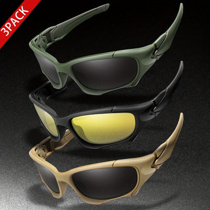 3pairs Premium Fantasy Cool Wrap Around Polarized Fashion Glasses Set, Camouflage Style, For Men Women Outdoor Sports Cycling Running Fishing Hiking Golf Supplies Photo Props - Inside The Bars