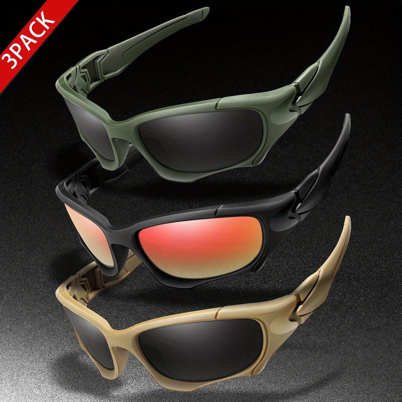 3pairs Premium Fantasy Cool Wrap Around Polarized Fashion Glasses Set, Camouflage Style, For Men Women Outdoor Sports Cycling Running Fishing Hiking Golf Supplies Photo Props - Inside The Bars