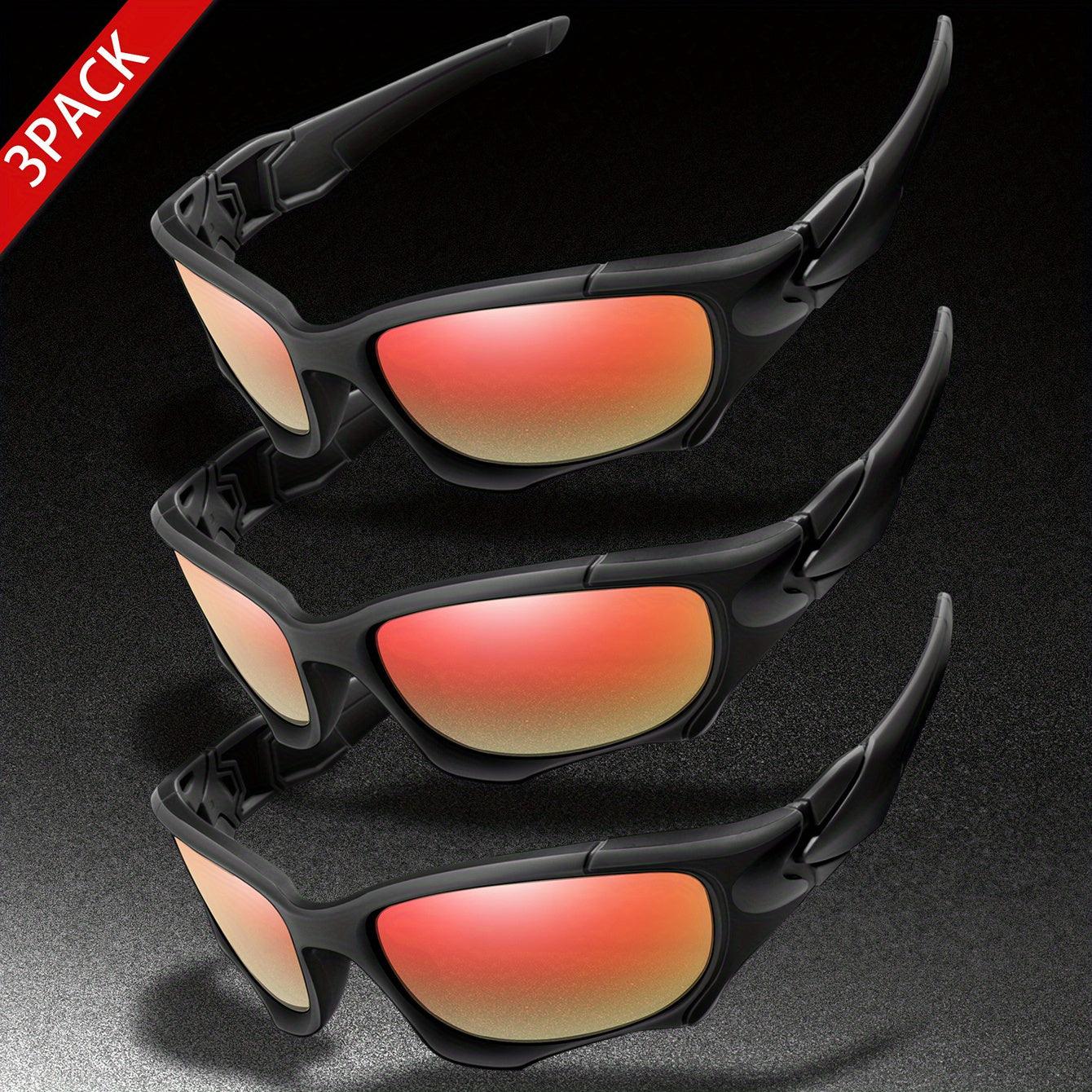 3pairs Premium Fantasy Cool Wrap Around Polarized Fashion Glasses Set, Camouflage Style, For Men Women Outdoor Sports Cycling Running Fishing Hiking Golf Supplies Photo Props - Inside The Bars