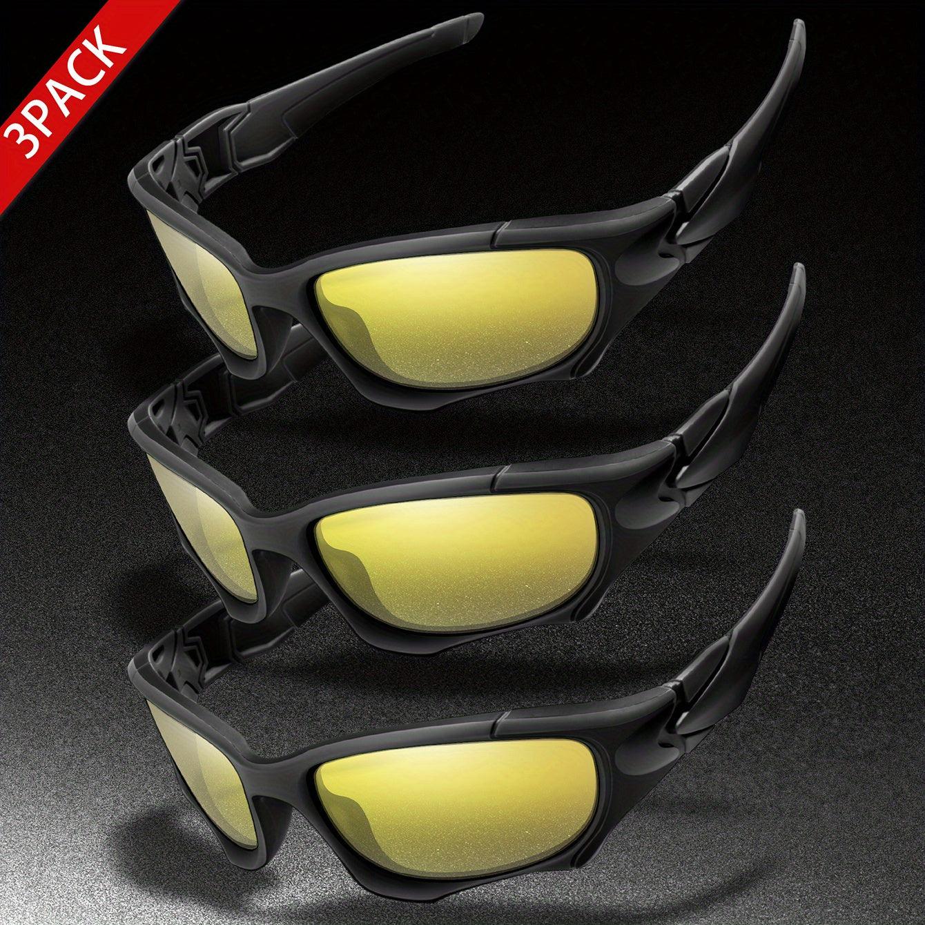 3pairs Premium Fantasy Cool Wrap Around Polarized Fashion Glasses Set, Camouflage Style, For Men Women Outdoor Sports Cycling Running Fishing Hiking Golf Supplies Photo Props - Inside The Bars