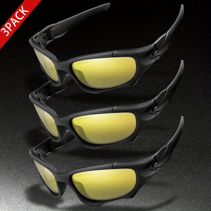 3pairs Premium Fantasy Cool Wrap Around Polarized Fashion Glasses Set, Camouflage Style, For Men Women Outdoor Sports Cycling Running Fishing Hiking Golf Supplies Photo Props - Inside The Bars