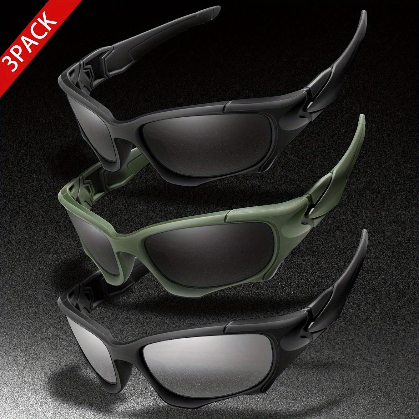 3pairs Premium Fantasy Cool Wrap Around Polarized Fashion Glasses Set, Camouflage Style, For Men Women Outdoor Sports Cycling Running Fishing Hiking Golf Supplies Photo Props - Inside The Bars