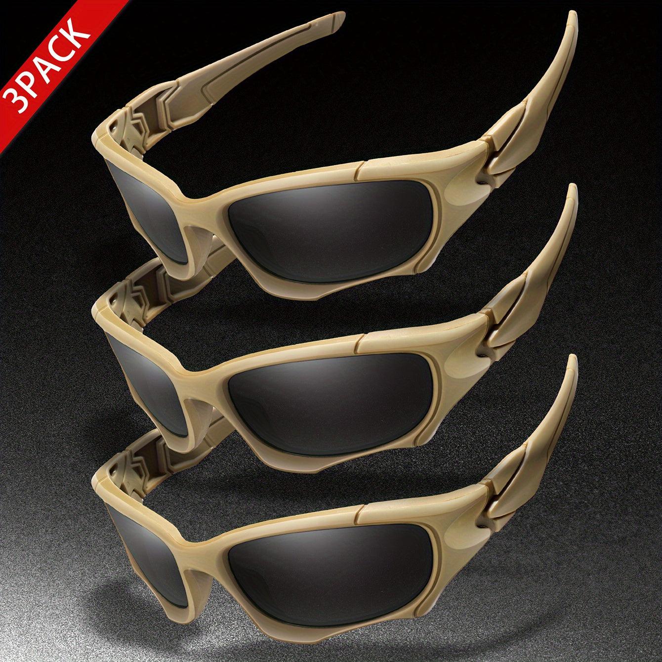 3pairs Premium Fantasy Cool Wrap Around Polarized Fashion Glasses Set, Camouflage Style, For Men Women Outdoor Sports Cycling Running Fishing Hiking Golf Supplies Photo Props - Inside The Bars