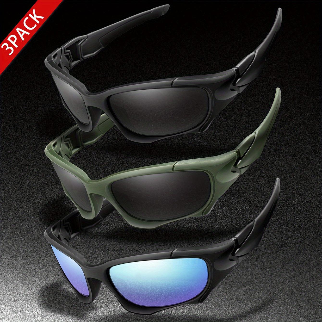 3pairs Premium Fantasy Cool Wrap Around Polarized Fashion Glasses Set, Camouflage Style, For Men Women Outdoor Sports Cycling Running Fishing Hiking Golf Supplies Photo Props - Inside The Bars