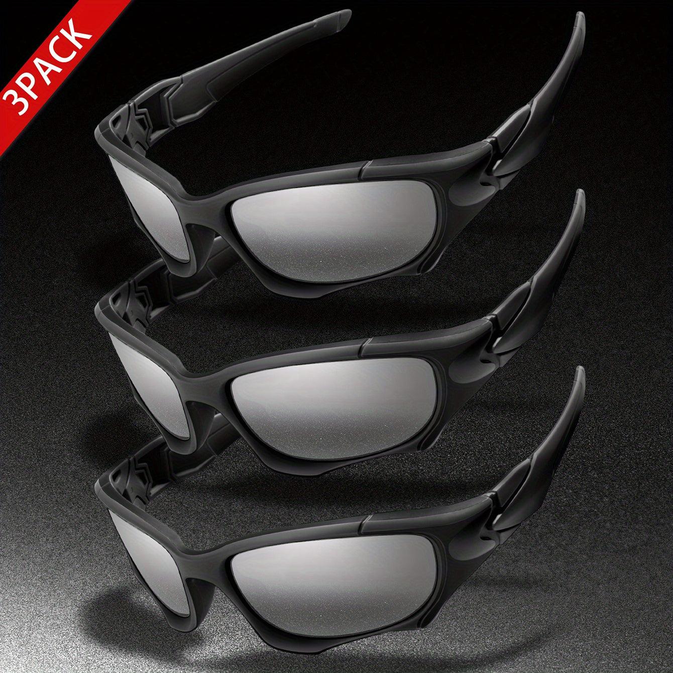 3pairs Premium Fantasy Cool Wrap Around Polarized Fashion Glasses Set, Camouflage Style, For Men Women Outdoor Sports Cycling Running Fishing Hiking Golf Supplies Photo Props - Inside The Bars