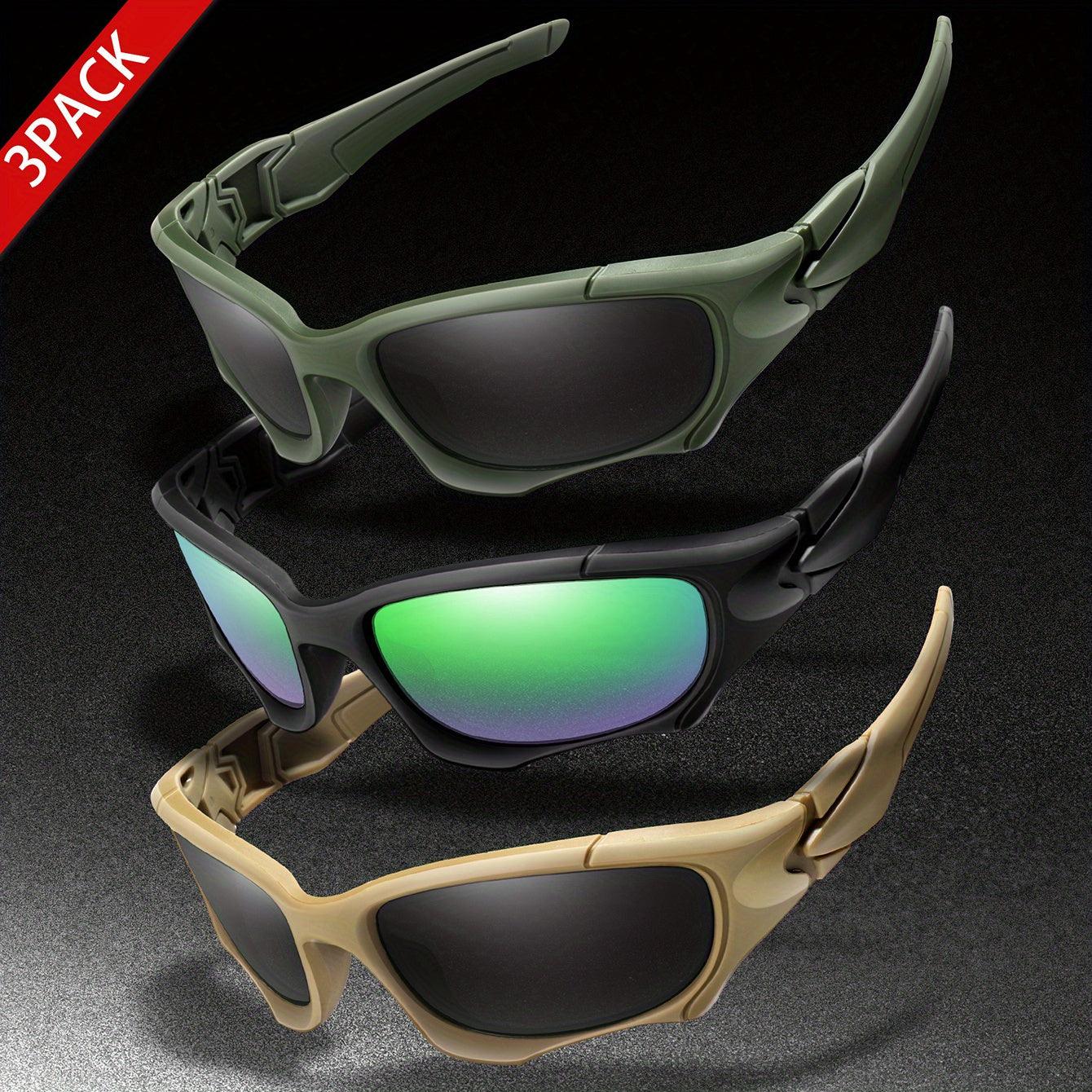 3pairs Premium Fantasy Cool Wrap Around Polarized Fashion Glasses Set, Camouflage Style, For Men Women Outdoor Sports Cycling Running Fishing Hiking Golf Supplies Photo Props - Inside The Bars