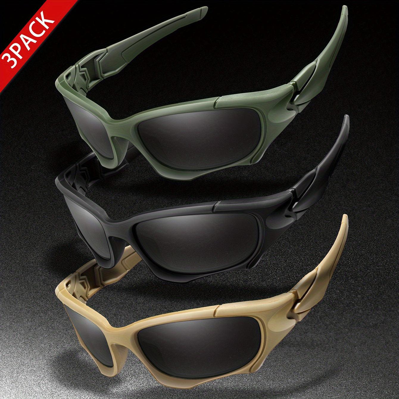 3pairs Premium Fantasy Cool Wrap Around Polarized Fashion Glasses Set, Camouflage Style, For Men Women Outdoor Sports Cycling Running Fishing Hiking Golf Supplies Photo Props - Inside The Bars