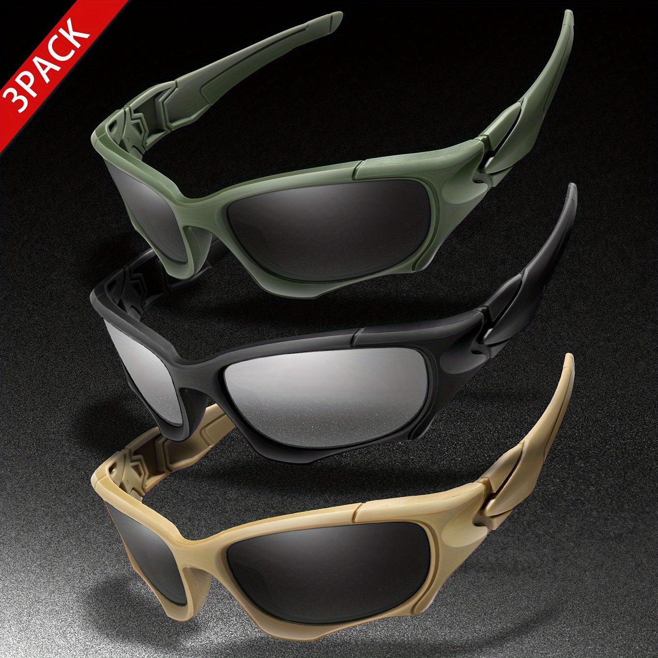 3pairs Premium Fantasy Cool Wrap Around Polarized Fashion Glasses Set, Camouflage Style, For Men Women Outdoor Sports Cycling Running Fishing Hiking Golf Supplies Photo Props - Inside The Bars