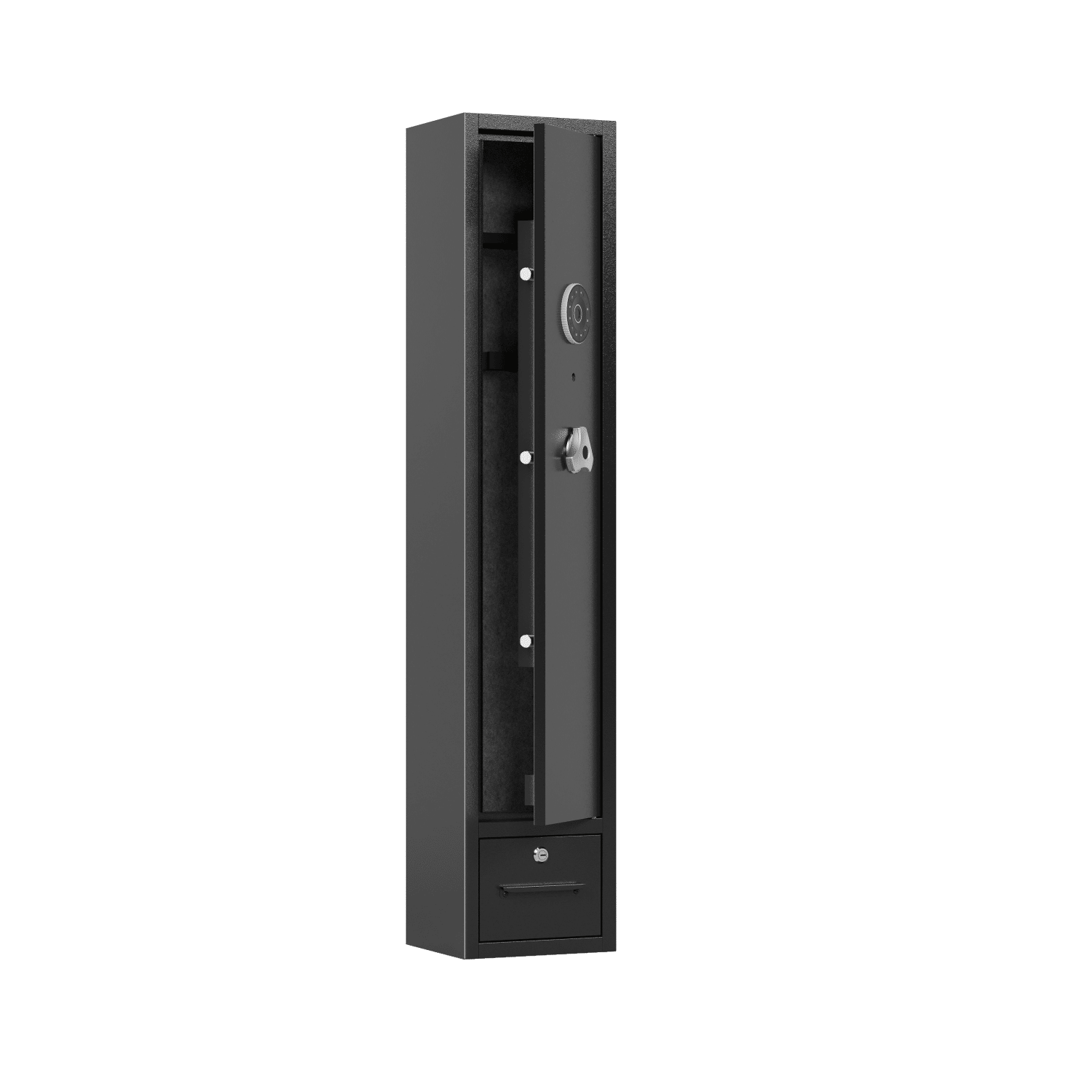 4 Gun Capacity Rifle Safe With Digital Lock And Drawer - Inside The Bars