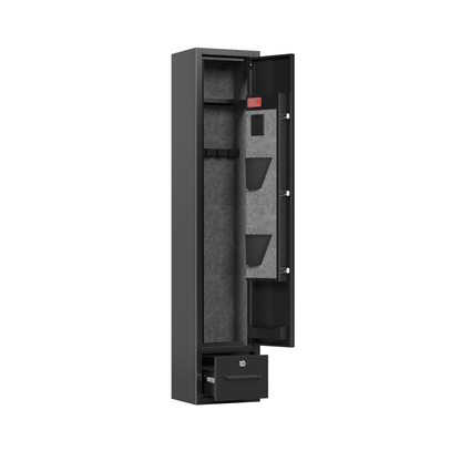 4 Gun Capacity Rifle Safe With Digital Lock And Drawer - Inside The Bars
