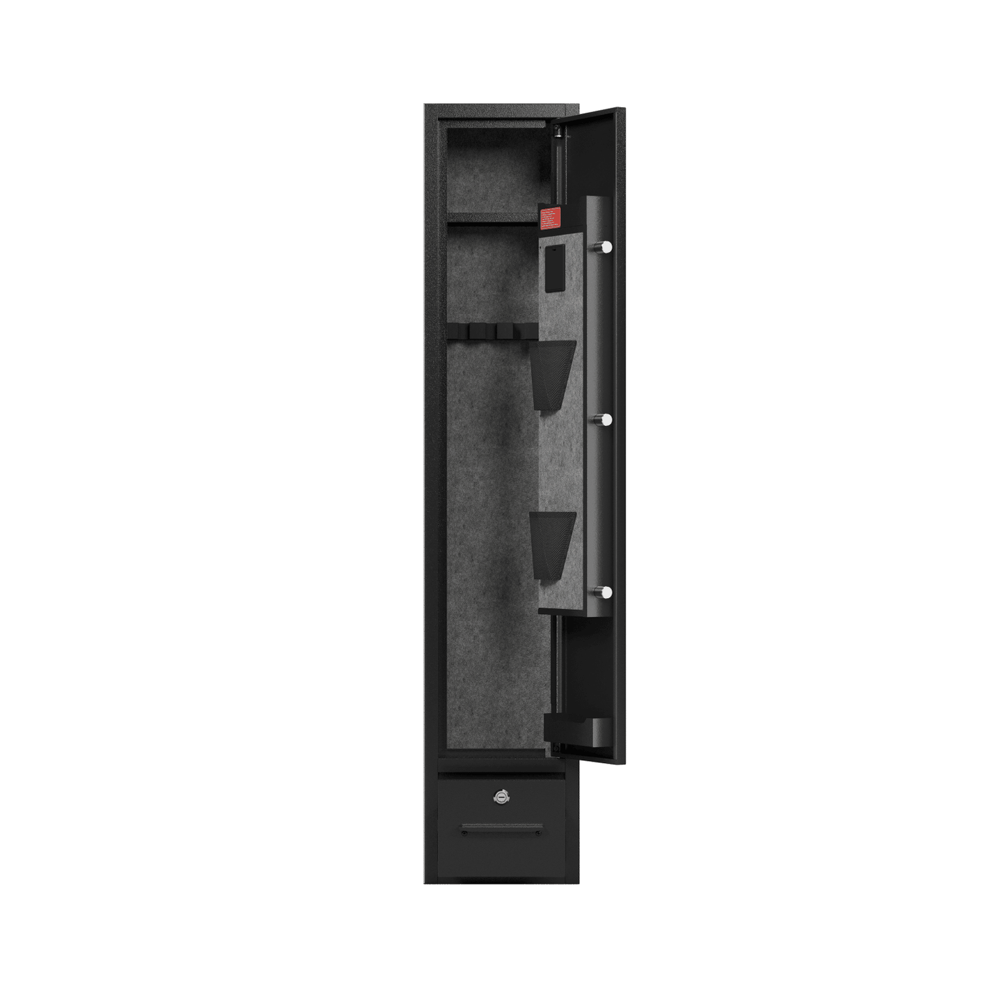 4 Gun Capacity Rifle Safe With Digital Lock And Drawer - Inside The Bars