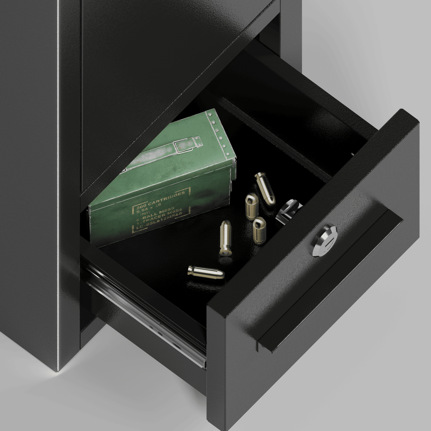 4 Gun Capacity Rifle Safe With Digital Lock And Drawer - Inside The Bars