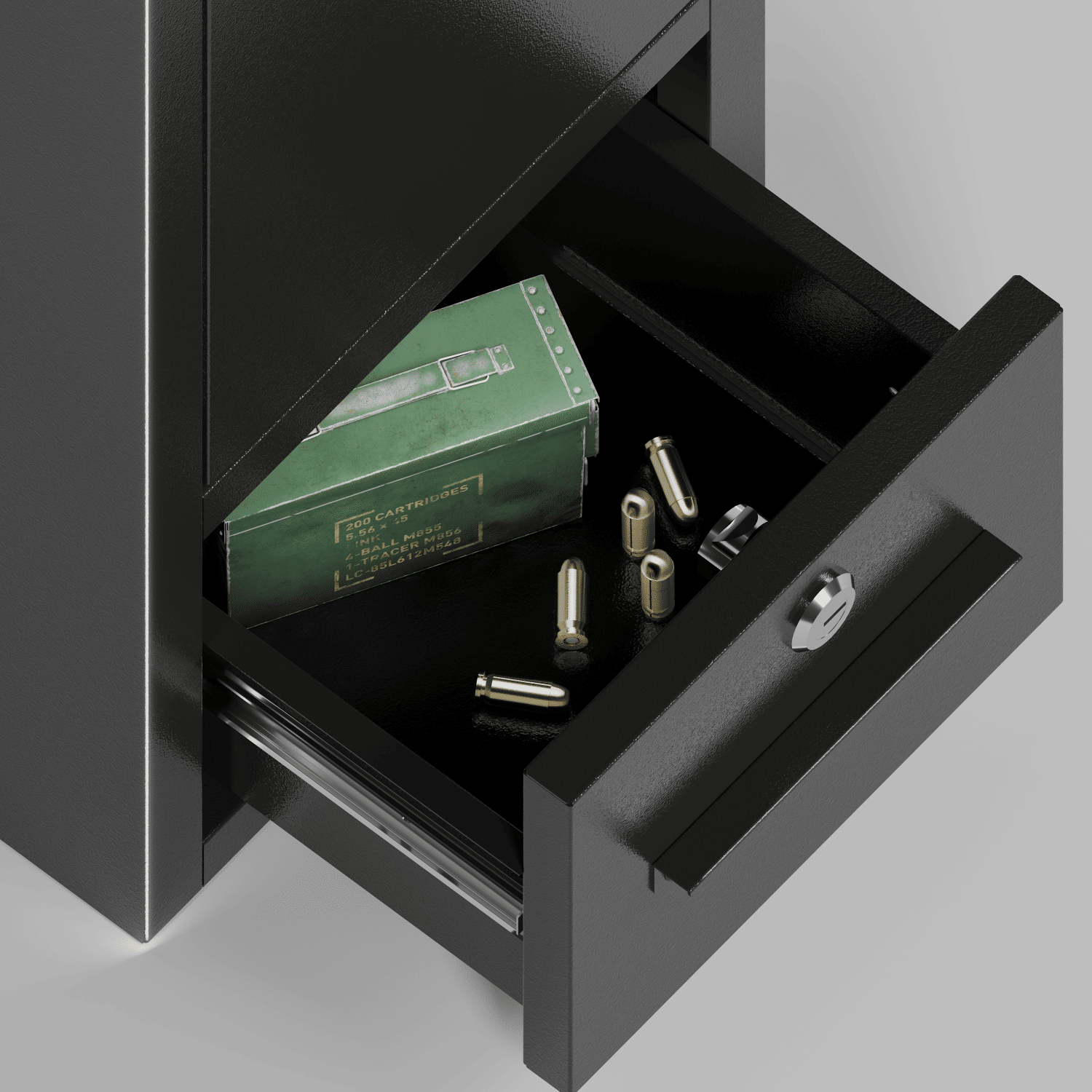 4 Gun Capacity Rifle Safe With Digital Lock And Drawer - Inside The Bars