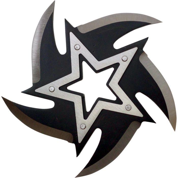 4 - Inch Black Five - Point Stainless Steel Throwing Star Featuring Chrome Center - Inside The Bars