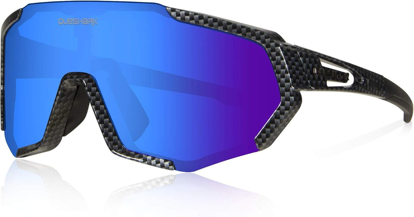 Queshark Polarized Sports Sunglasses for Men and Women, Featuring 1 Polarized and 2 HD Lenses for Cycling and Running