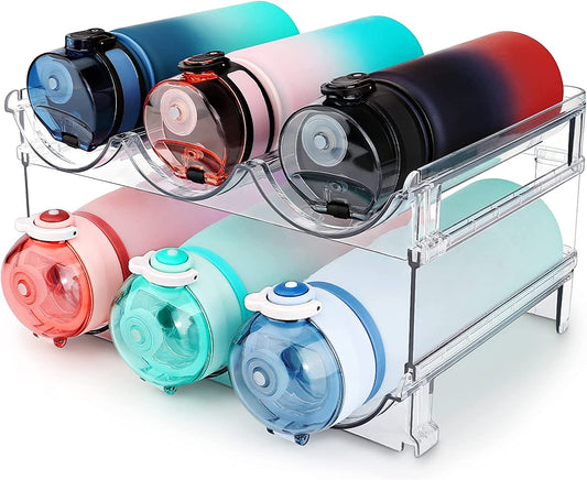Water Bottle Cabinet Organizer - Set of 2 Stackable Storage Racks