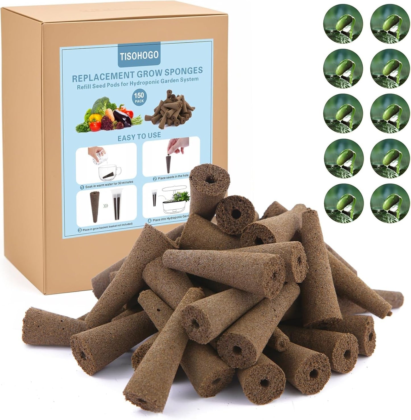 50 - Pack Hydroponic Growth Sponges for AeroGarden Use - Inside The Bars