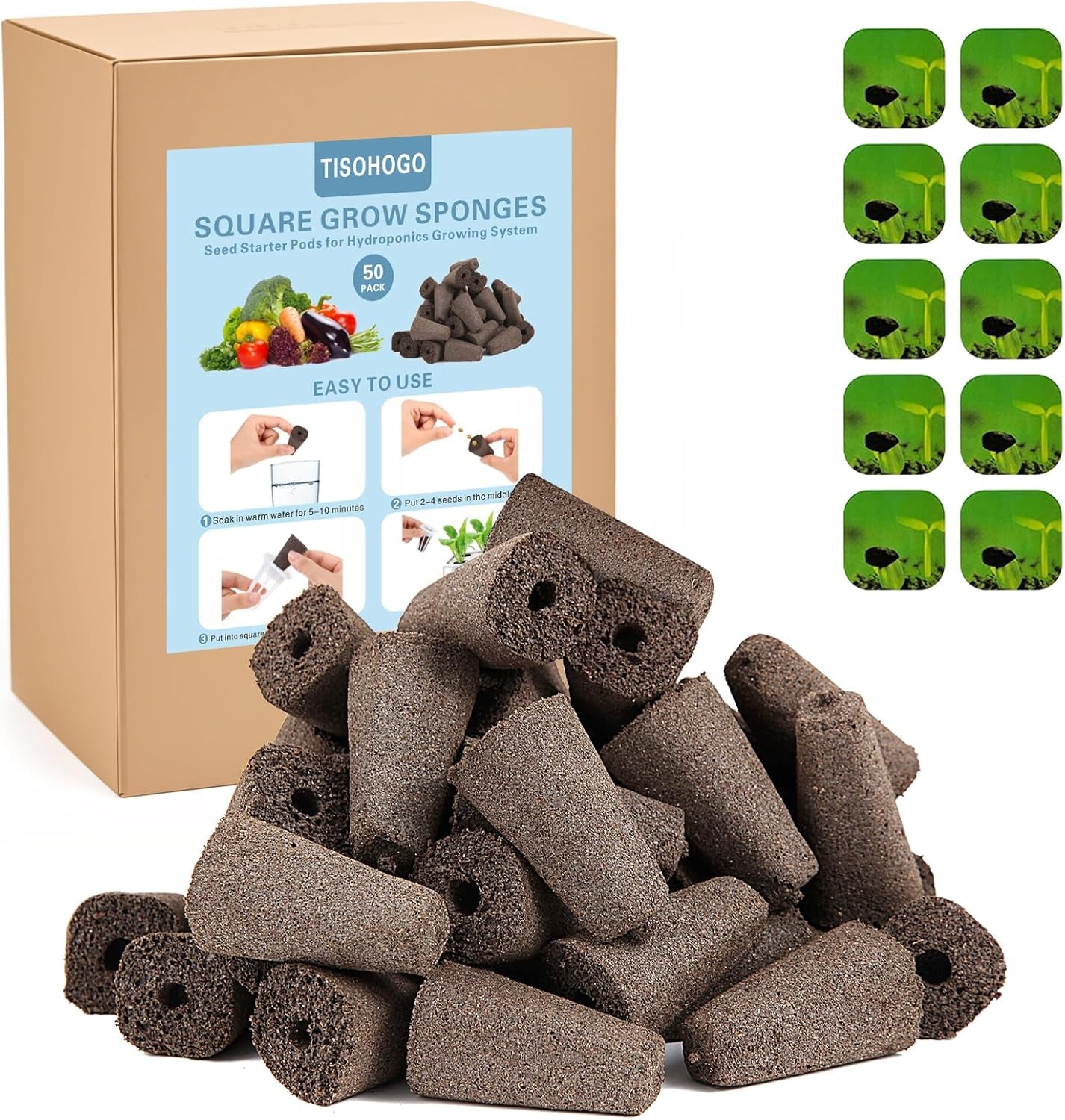 50 - Pack Hydroponic Growth Sponges for AeroGarden Use - Inside The Bars