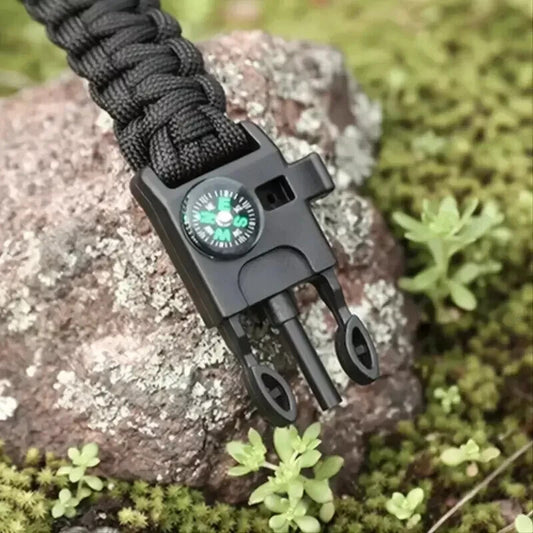(2) Black Paracord Tactical Multifunctional Bracelet Emergency Survival Gear