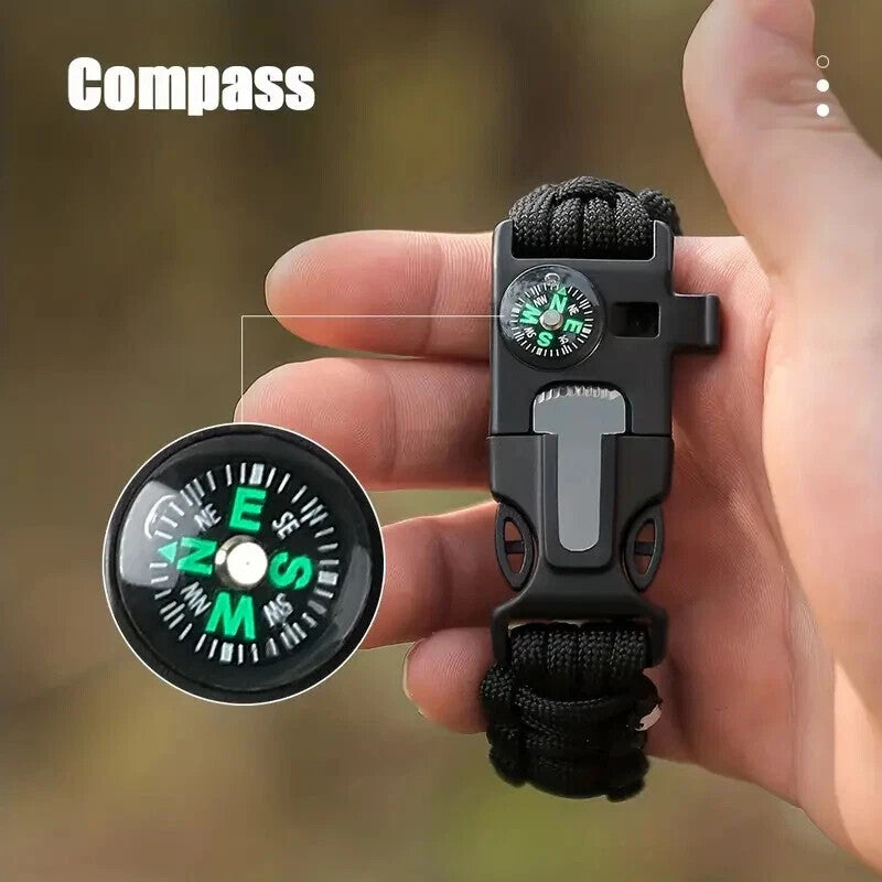 (2) Black Paracord Tactical Multifunctional Bracelet Emergency Survival Gear