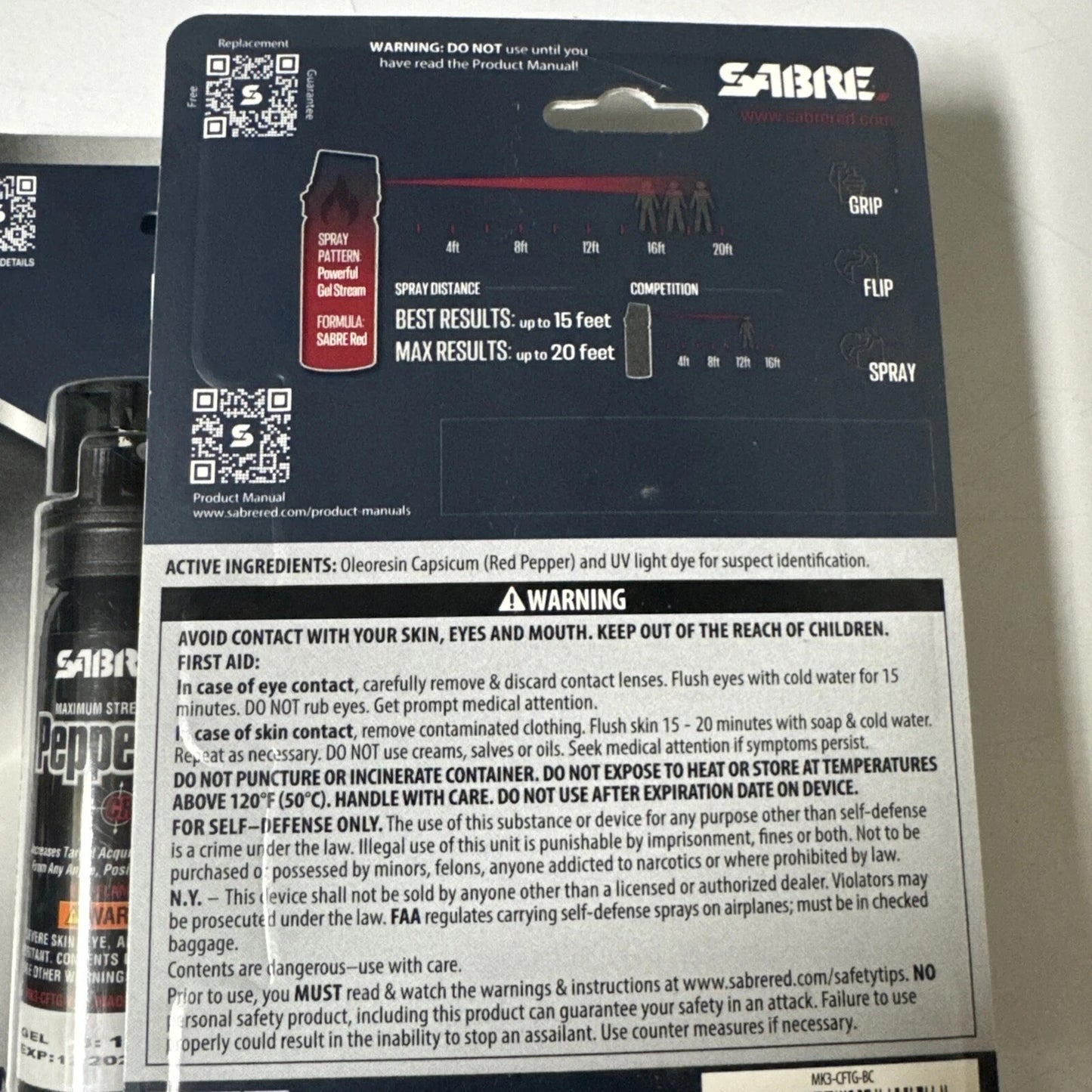 (2) Sabre Crossfire Pepper Gel Strength Belt Clip Deploys Any Position