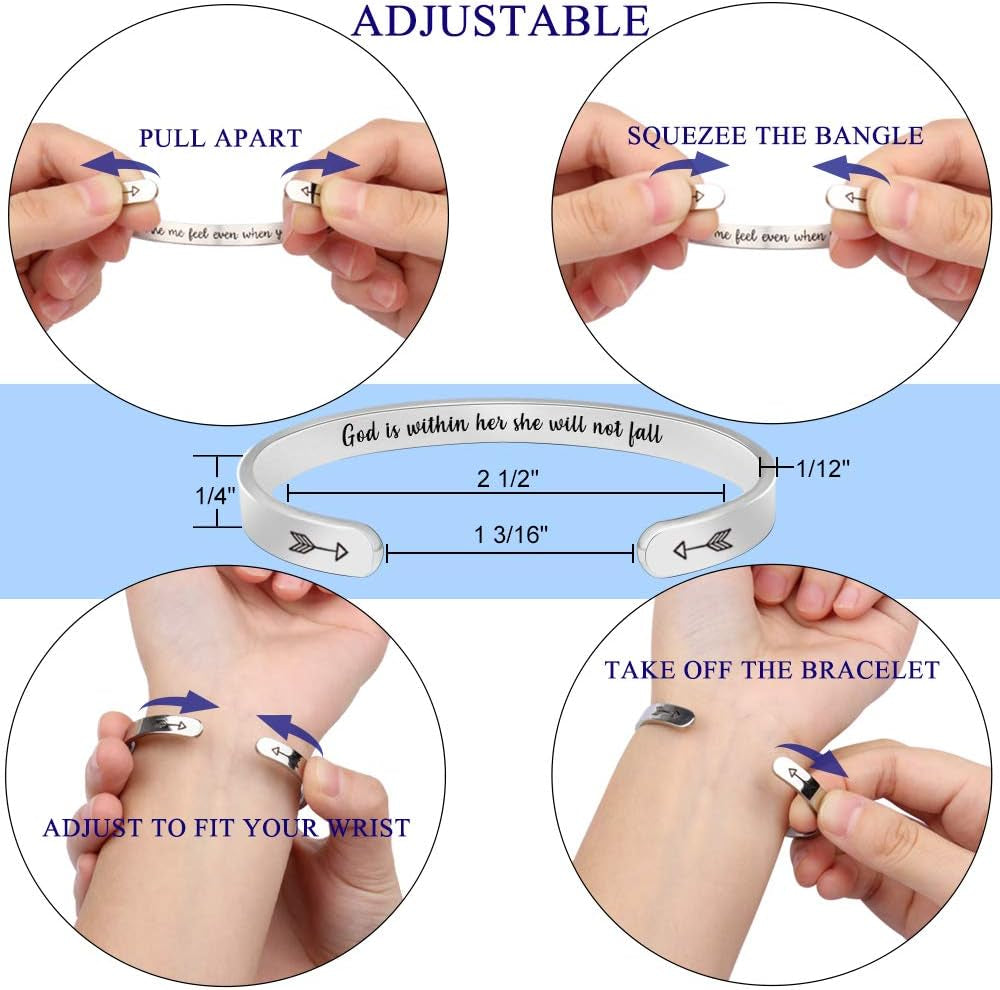 Btysun Inspirational Bracelets for Women - Thoughtful Gifts for Mother's Day, Graduation, and Birthdays - Personalized Cuff Bangles and Friendship Jewelry