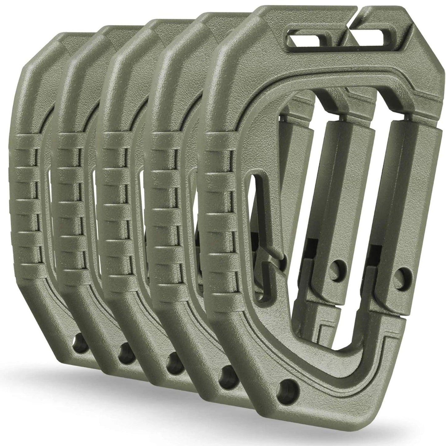 5Pcs Plastic Tactical Carabiners Fast Spring Hard Hook Buckle D - Clip For Molle Webbing Accessories Backpack/Vest/Belt - Inside The Bars
