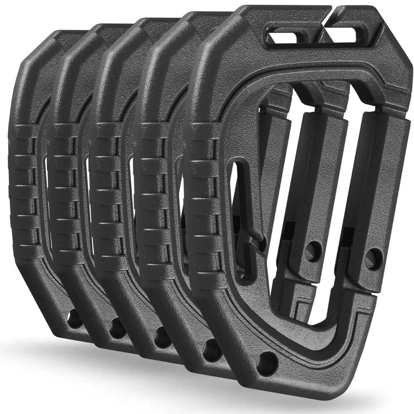 5Pcs Plastic Tactical Carabiners Fast Spring Hard Hook Buckle D - Clip For Molle Webbing Accessories Backpack/Vest/Belt - Inside The Bars