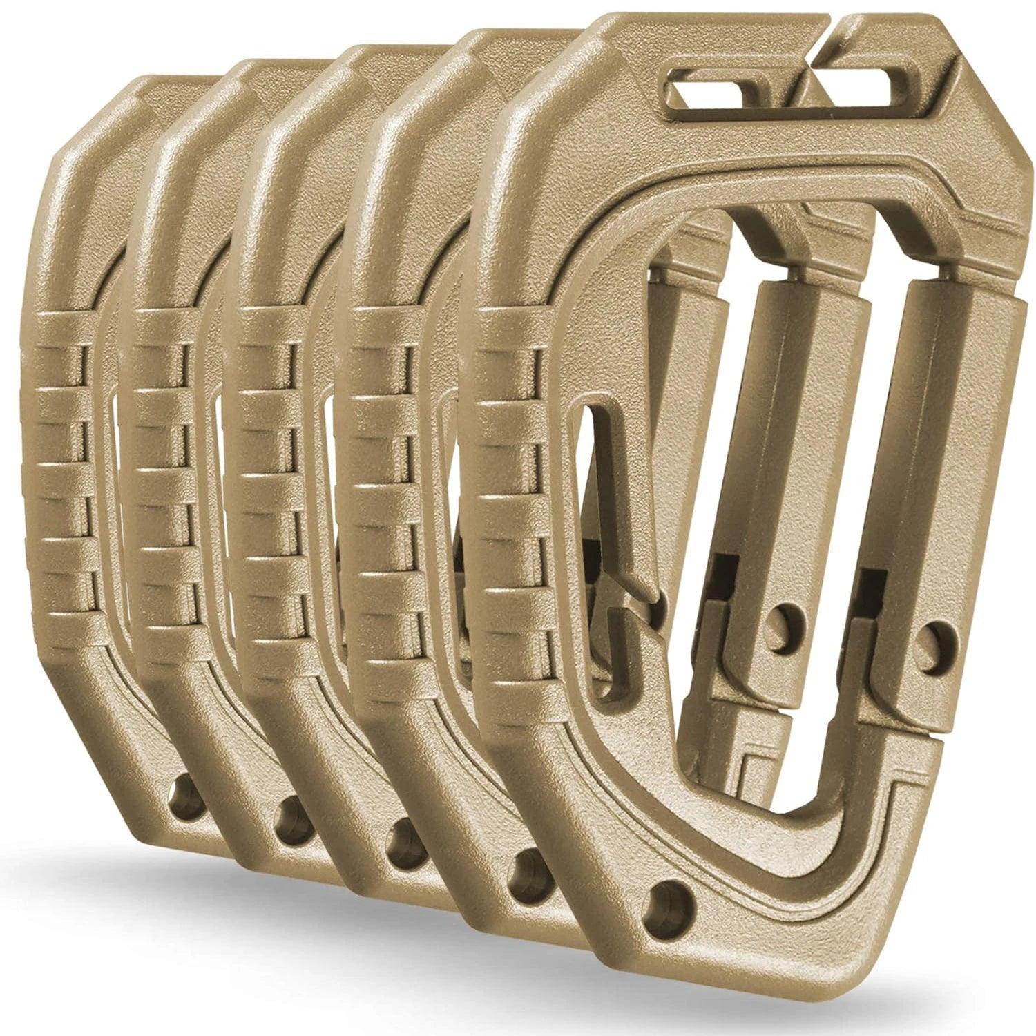 5Pcs Plastic Tactical Carabiners Fast Spring Hard Hook Buckle D - Clip For Molle Webbing Accessories Backpack/Vest/Belt - Inside The Bars