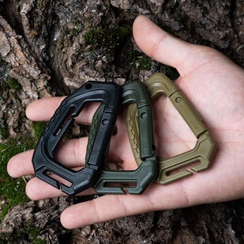 5Pcs Plastic Tactical Carabiners Fast Spring Hard Hook Buckle D - Clip For Molle Webbing Accessories Backpack/Vest/Belt - Inside The Bars