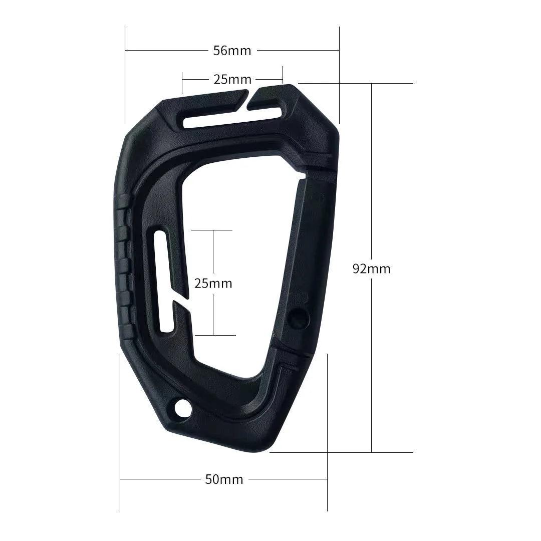5Pcs Plastic Tactical Carabiners Fast Spring Hard Hook Buckle D - Clip For Molle Webbing Accessories Backpack/Vest/Belt - Inside The Bars