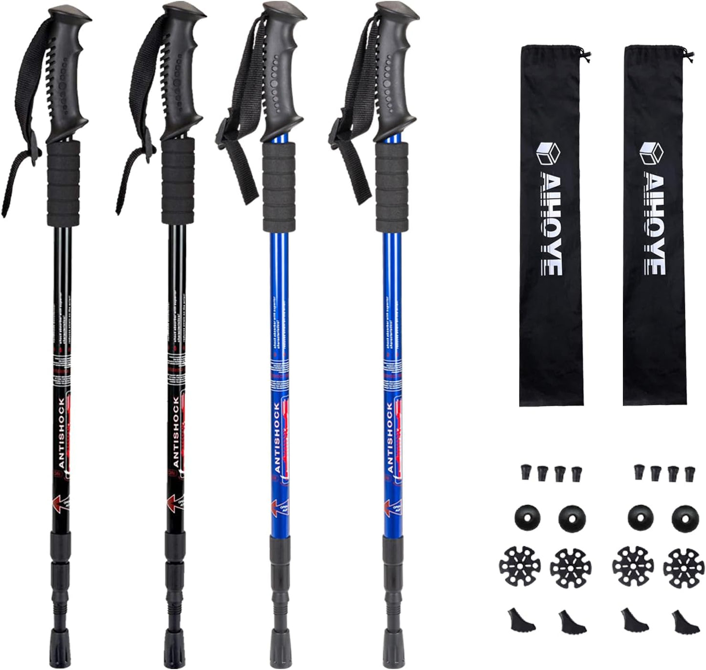 Aihoye Collapsible Hiking Trekking Poles - 2 Pack, Lightweight, Anti-Shock, Adjustable Walking Sticks for Men and Women