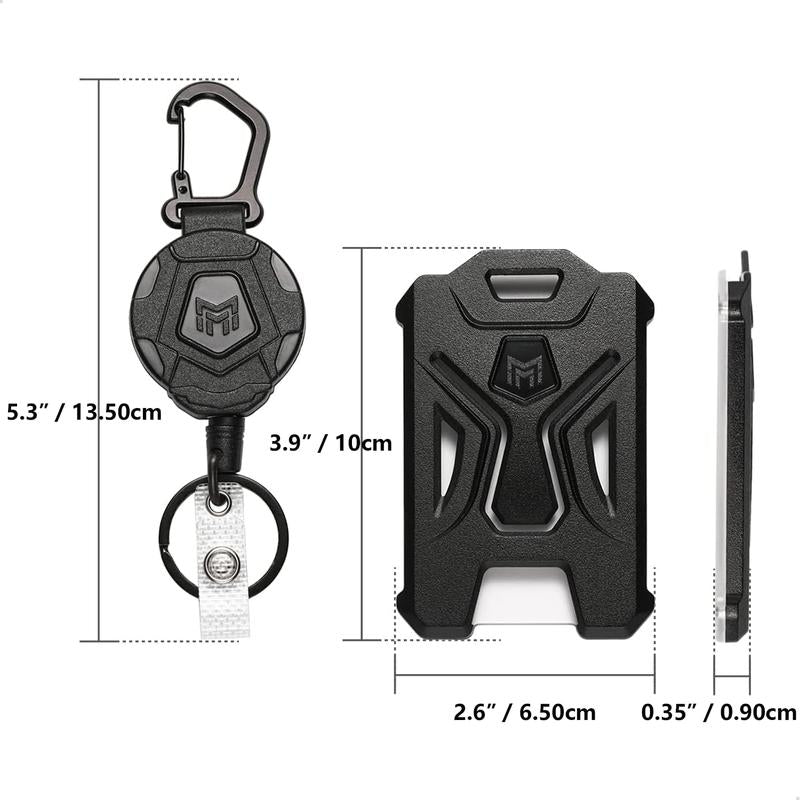 Retractable Heavy Duty Badge Reel, Stylish MNGARISTA Retractable Badge Holder with 31.5" Reel for Students & Workers, Office Supplies Carabiner