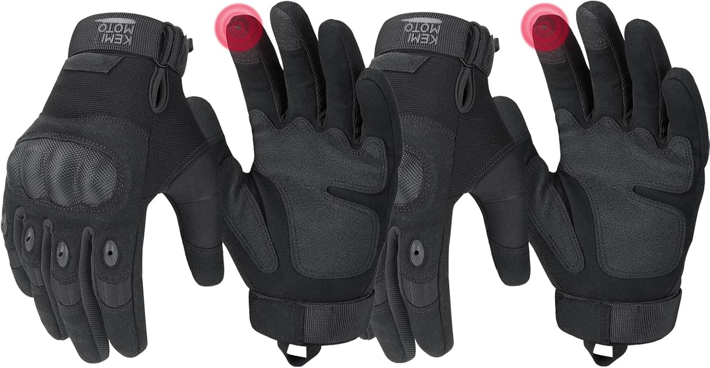 KEMIMOTO Men's Tactical Gloves - Touchscreen Motorcycle Gloves with Hard Shell and Palm Padding for Sports, Airsoft, Paintball, Hunting, Hiking, and Climbing