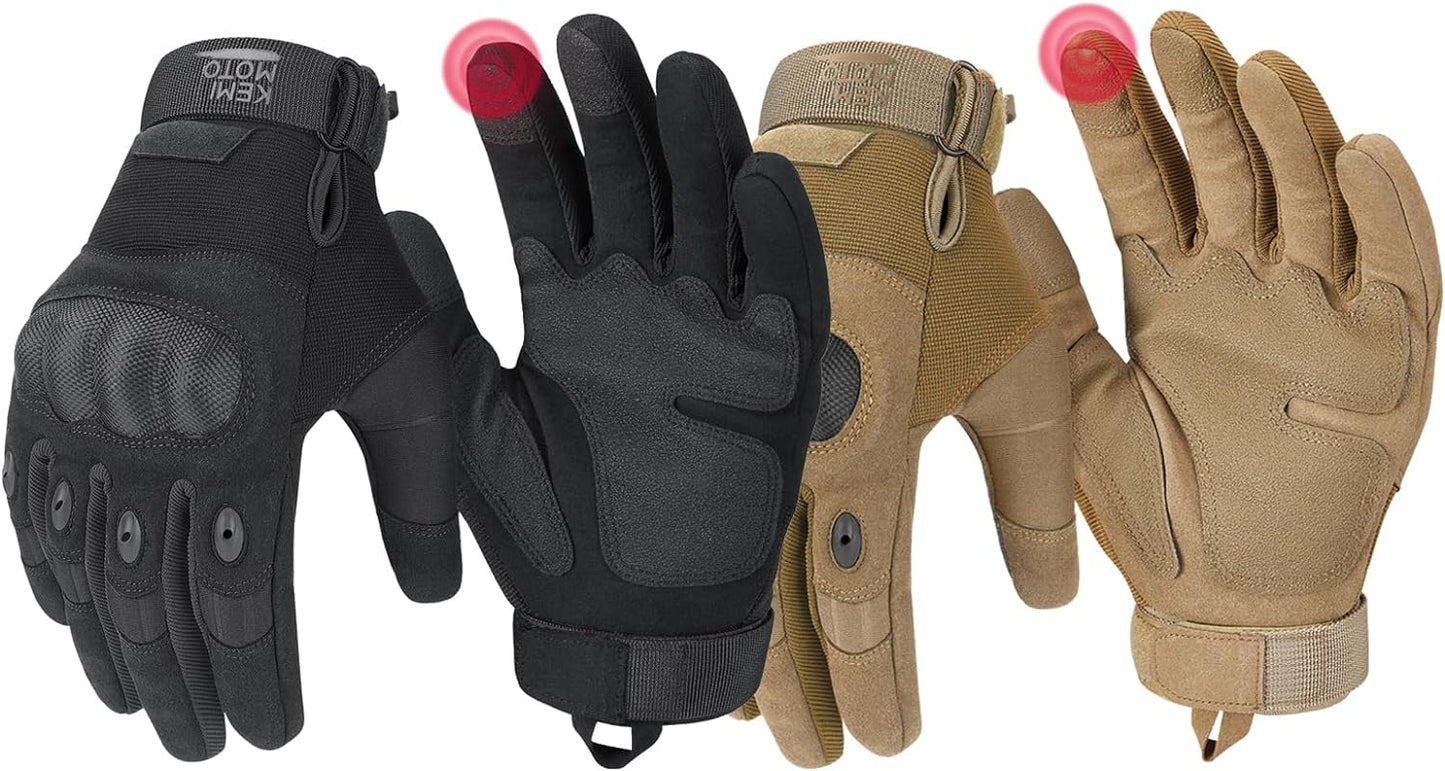 KEMIMOTO Men's Tactical Gloves - Touchscreen Motorcycle Gloves with Hard Shell and Palm Padding for Sports, Airsoft, Paintball, Hunting, Hiking, and Climbing