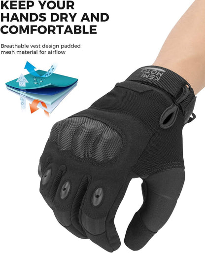 KEMIMOTO Men's Tactical Gloves - Touchscreen Motorcycle Gloves with Hard Shell and Palm Padding for Sports, Airsoft, Paintball, Hunting, Hiking, and Climbing