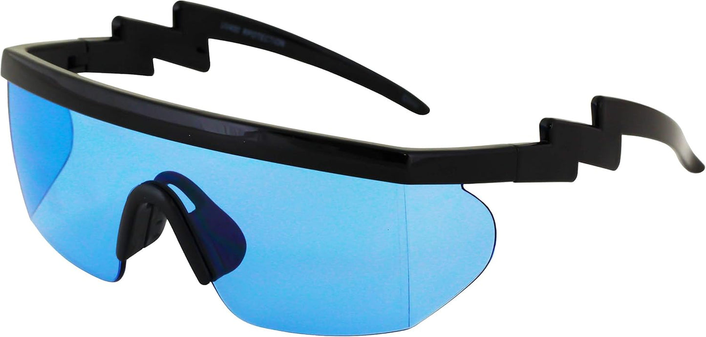 FLAWLESS EYEWEAR Semi-Rimless Retro Zigzag Sunglasses with Rainbow Mirrored Lenses