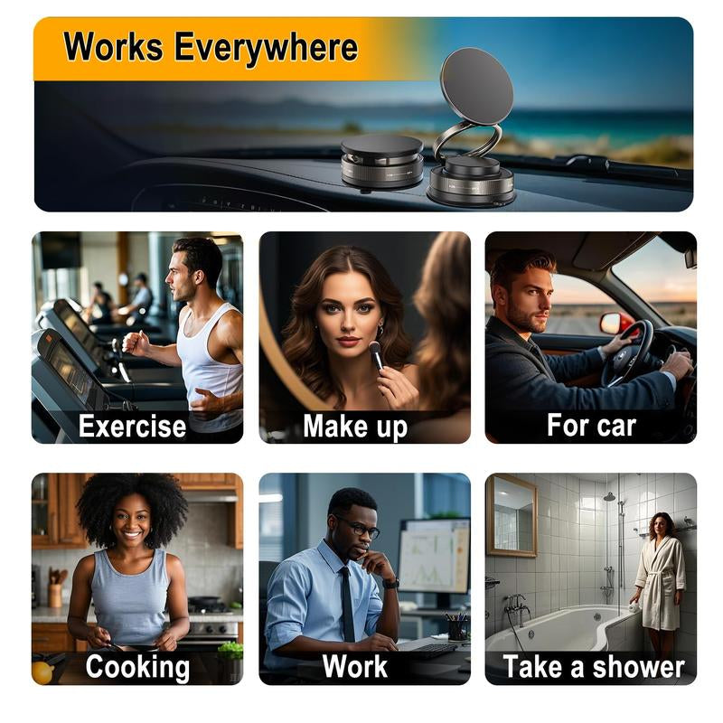 360° Rotatable Magnetic Phone Holder – Strong Suction Mount for Magsafe, Ideal for Car/Mirror/Gym/Shower/Or Smooth Surface, Compatible with All Smartphones