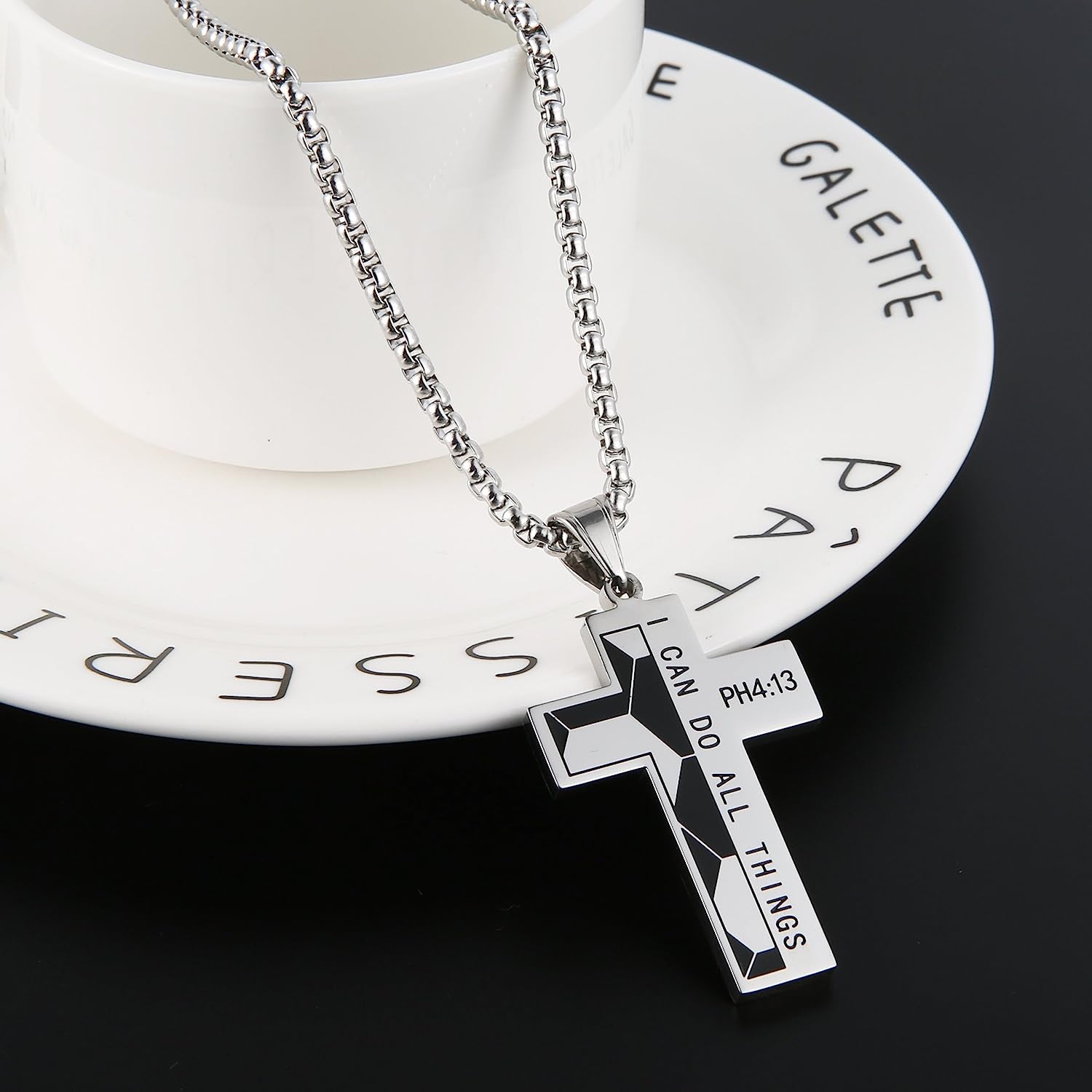 HZMAN Stainless Steel Soccer Cross Necklace for Men - Philippians 4:13 "I Can Do All Things