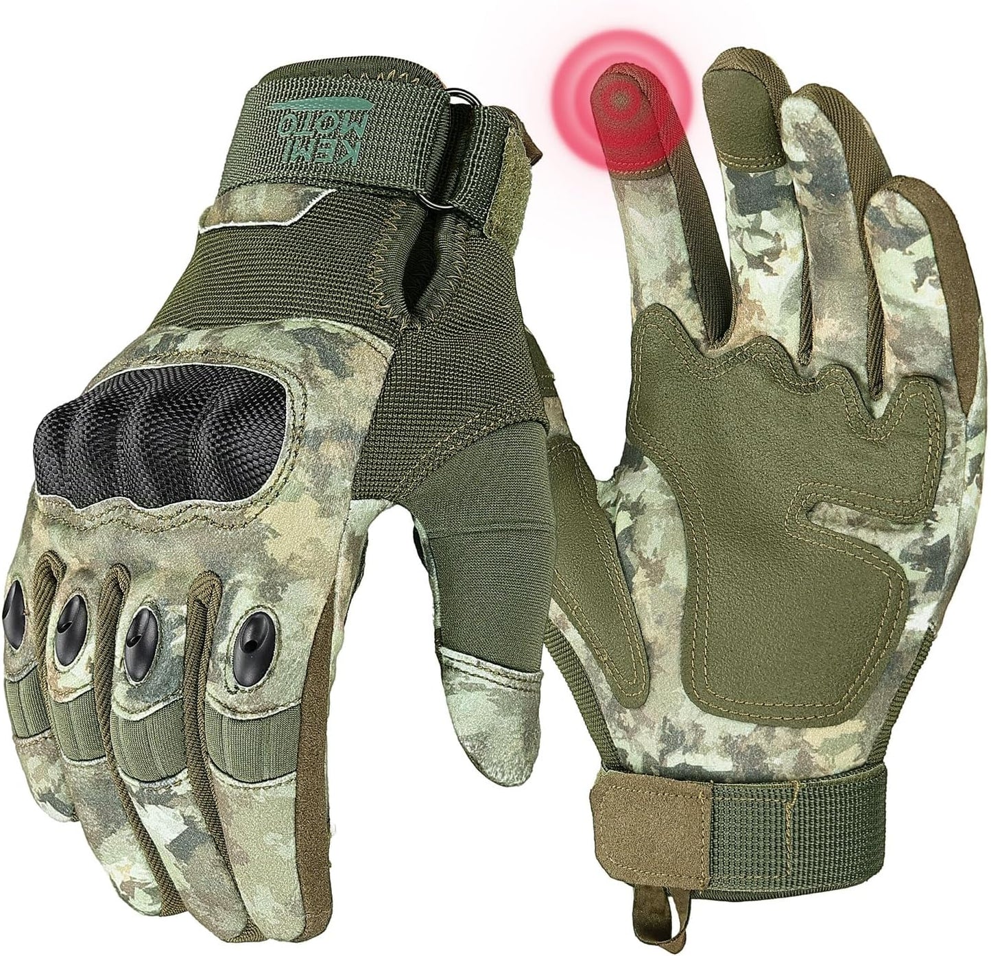 KEMIMOTO Men's Tactical Gloves - Touchscreen Motorcycle Gloves with Hard Shell and Palm Padding for Sports, Airsoft, Paintball, Hunting, Hiking, and Climbing