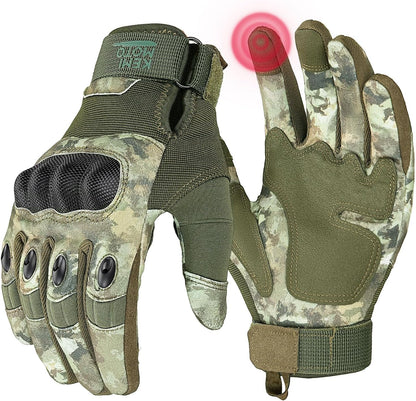 KEMIMOTO Men's Tactical Gloves - Touchscreen Motorcycle Gloves with Hard Shell and Palm Padding for Sports, Airsoft, Paintball, Hunting, Hiking, and Climbing