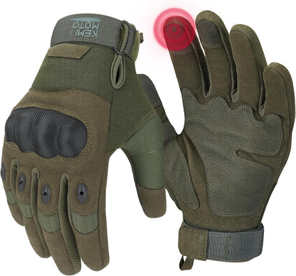 KEMIMOTO Men's Tactical Gloves - Touchscreen Motorcycle Gloves with Hard Shell and Palm Padding for Sports, Airsoft, Paintball, Hunting, Hiking, and Climbing