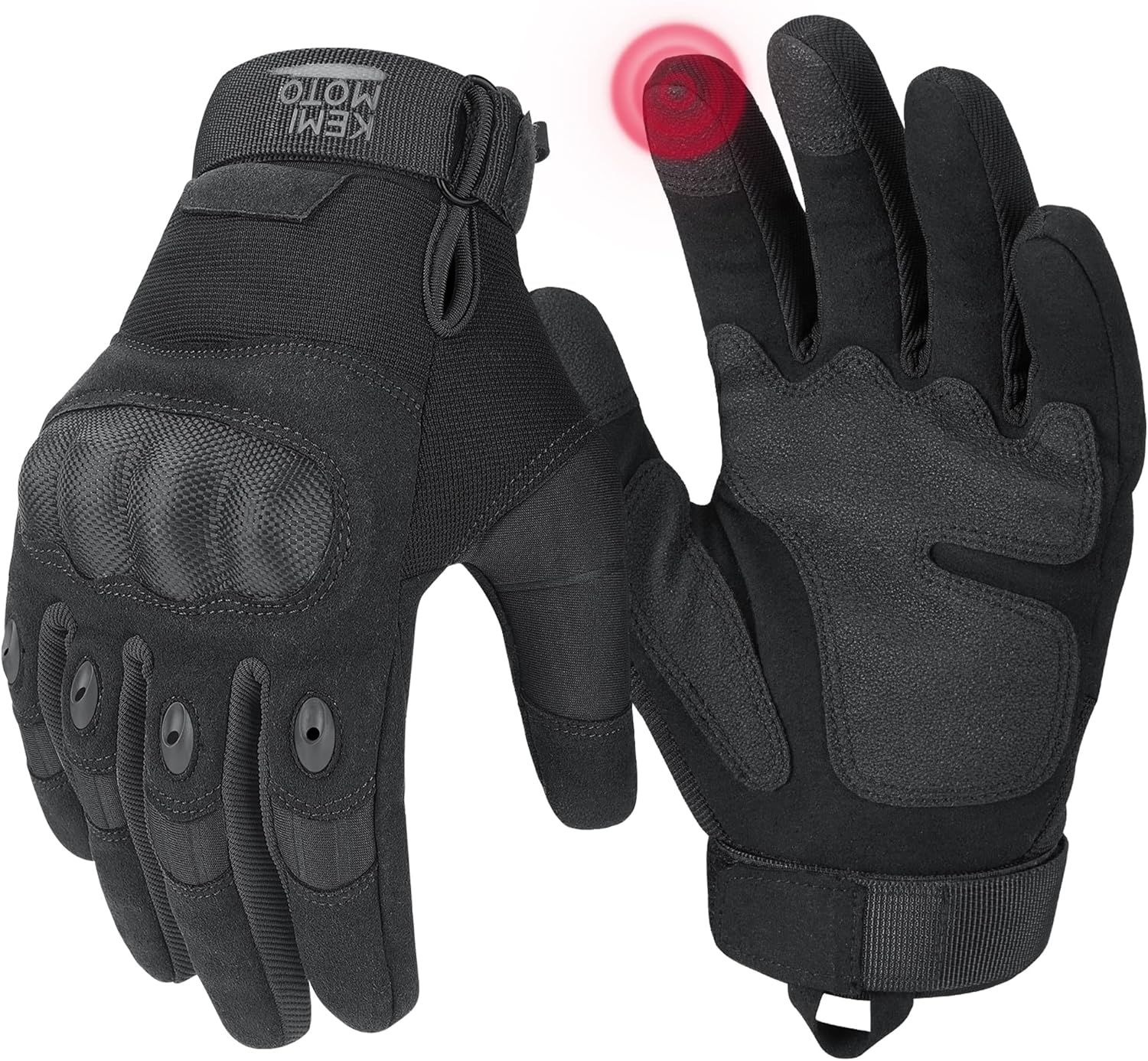 KEMIMOTO Men's Tactical Gloves - Touchscreen Motorcycle Gloves with Hard Shell and Palm Padding for Sports, Airsoft, Paintball, Hunting, Hiking, and Climbing