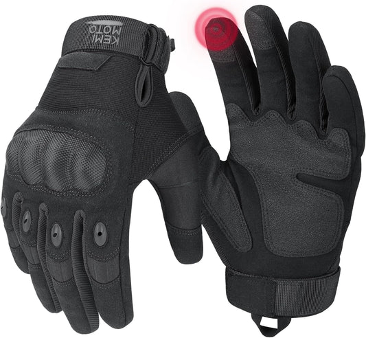 KEMIMOTO Men's Tactical Gloves - Touchscreen Motorcycle Gloves with Hard Shell and Palm Padding for Sports, Airsoft, Paintball, Hunting, Hiking, and Climbing