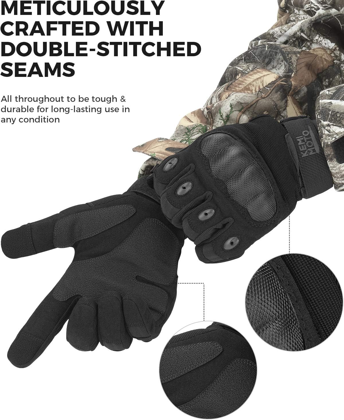 KEMIMOTO Men's Tactical Gloves - Touchscreen Motorcycle Gloves with Hard Shell and Palm Padding for Sports, Airsoft, Paintball, Hunting, Hiking, and Climbing