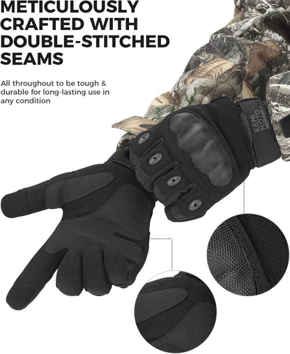 KEMIMOTO Men's Tactical Gloves - Touchscreen Motorcycle Gloves with Hard Shell and Palm Padding for Sports, Airsoft, Paintball, Hunting, Hiking, and Climbing