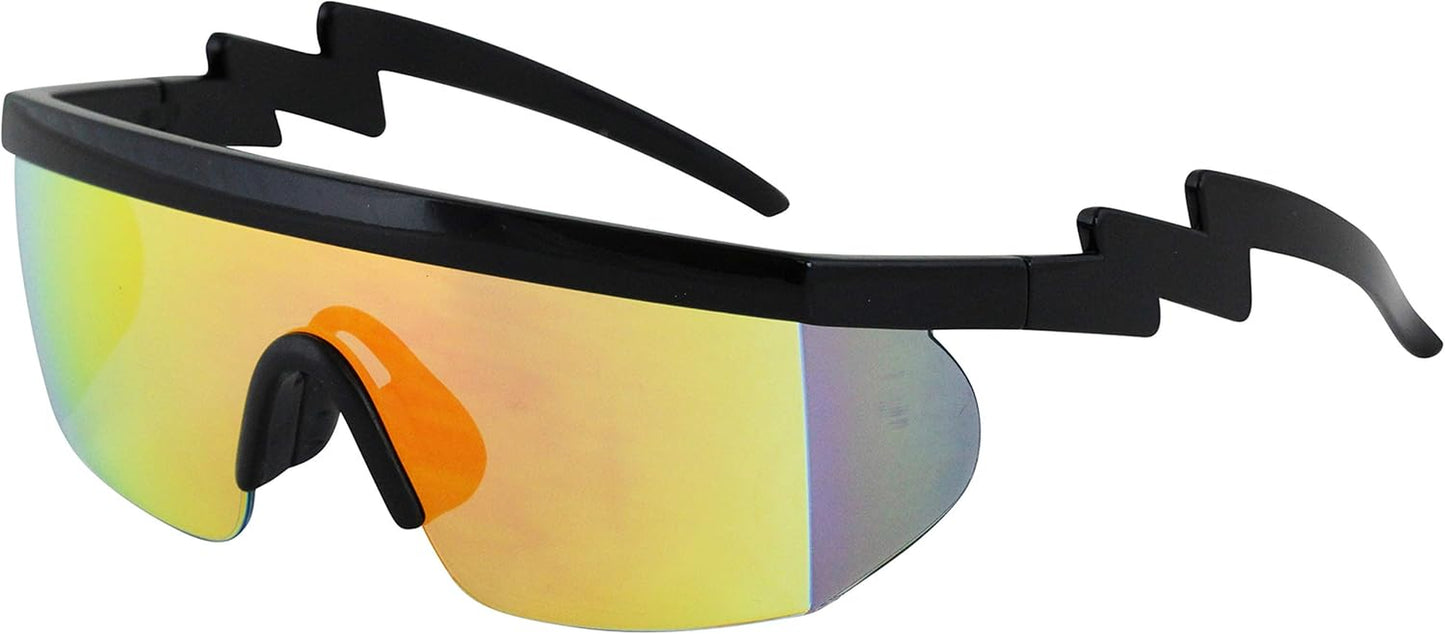 FLAWLESS EYEWEAR Semi-Rimless Retro Zigzag Sunglasses with Rainbow Mirrored Lenses
